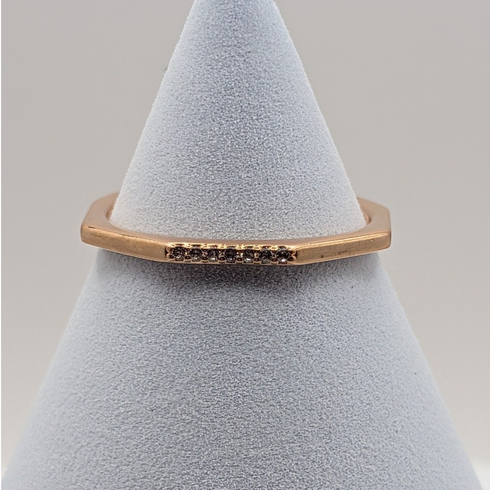 Pandora Rose Gold Geometric Hexagon Crystal Stacking Ring ALE MET 58 Size 8.5